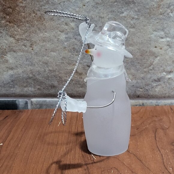 Vintage Christmas Around The World Wild Snowman with Lasso Frosted Glass - Picture 7 of 13